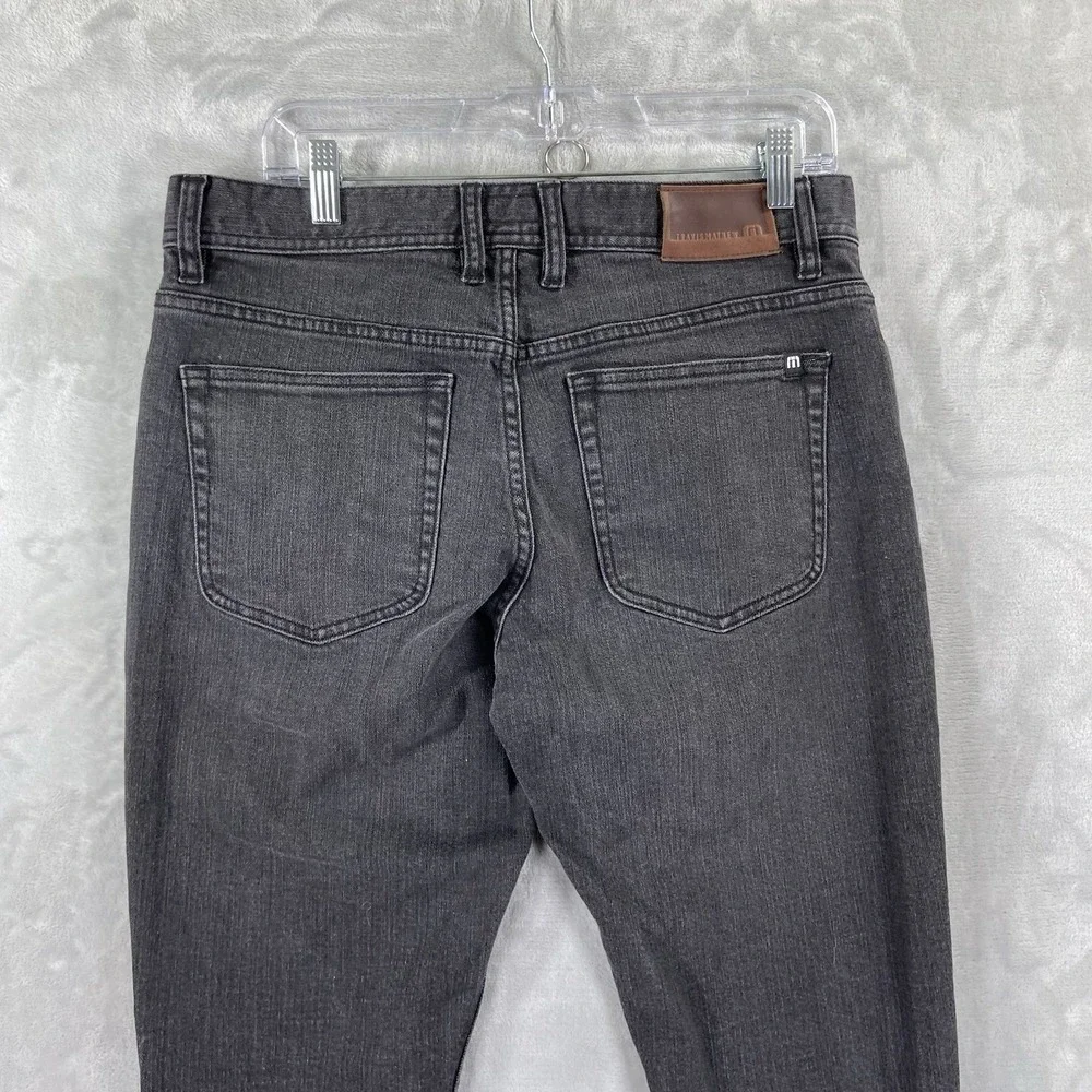 Travis Mathew Jeans Mens 32x31 Slim Straight Skinny Black Denim Cotton Stretch